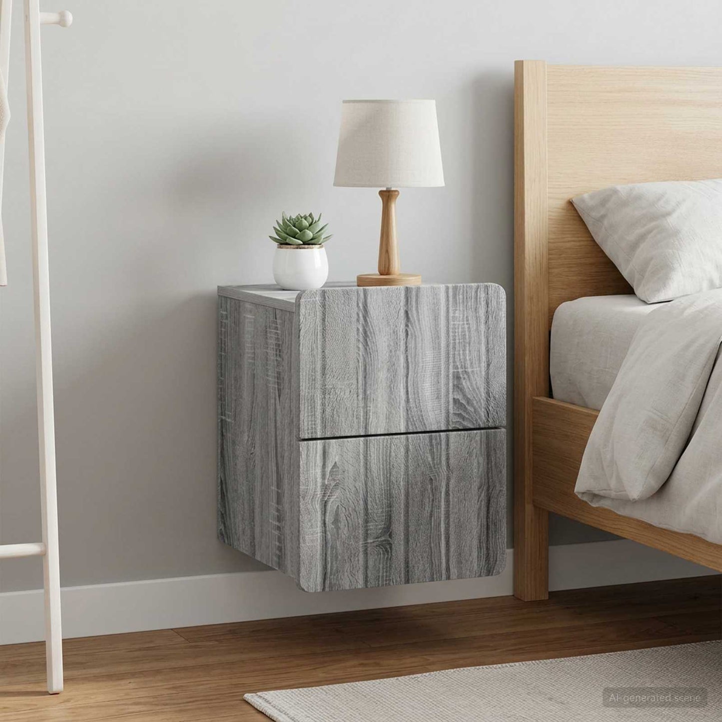 Wall-Mounted Bedside Cabinet 2 pcs Grey Sonoma