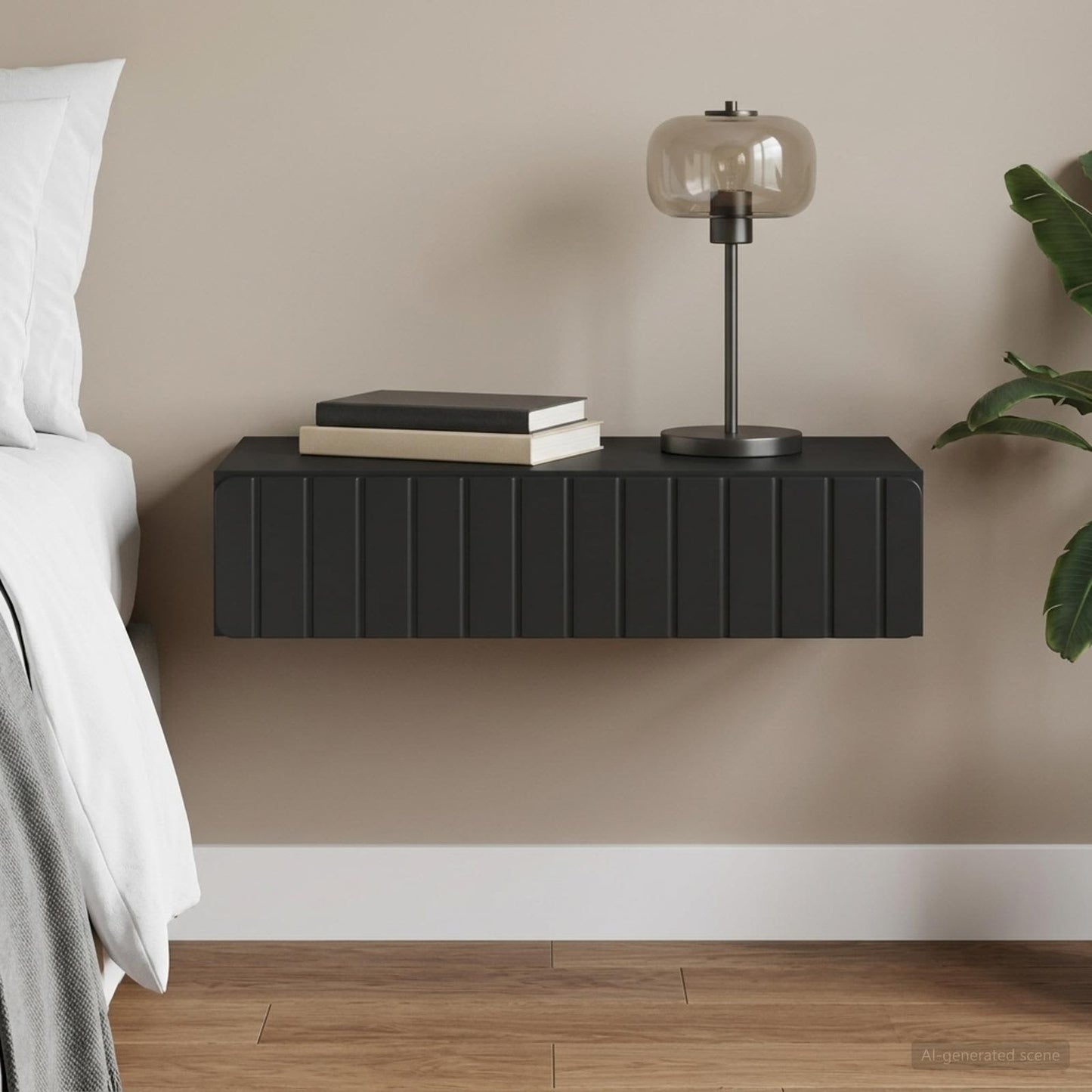 Wall-Mounted Side Table Wall-mounted Black 87.5 x 34.5 x 17 cm