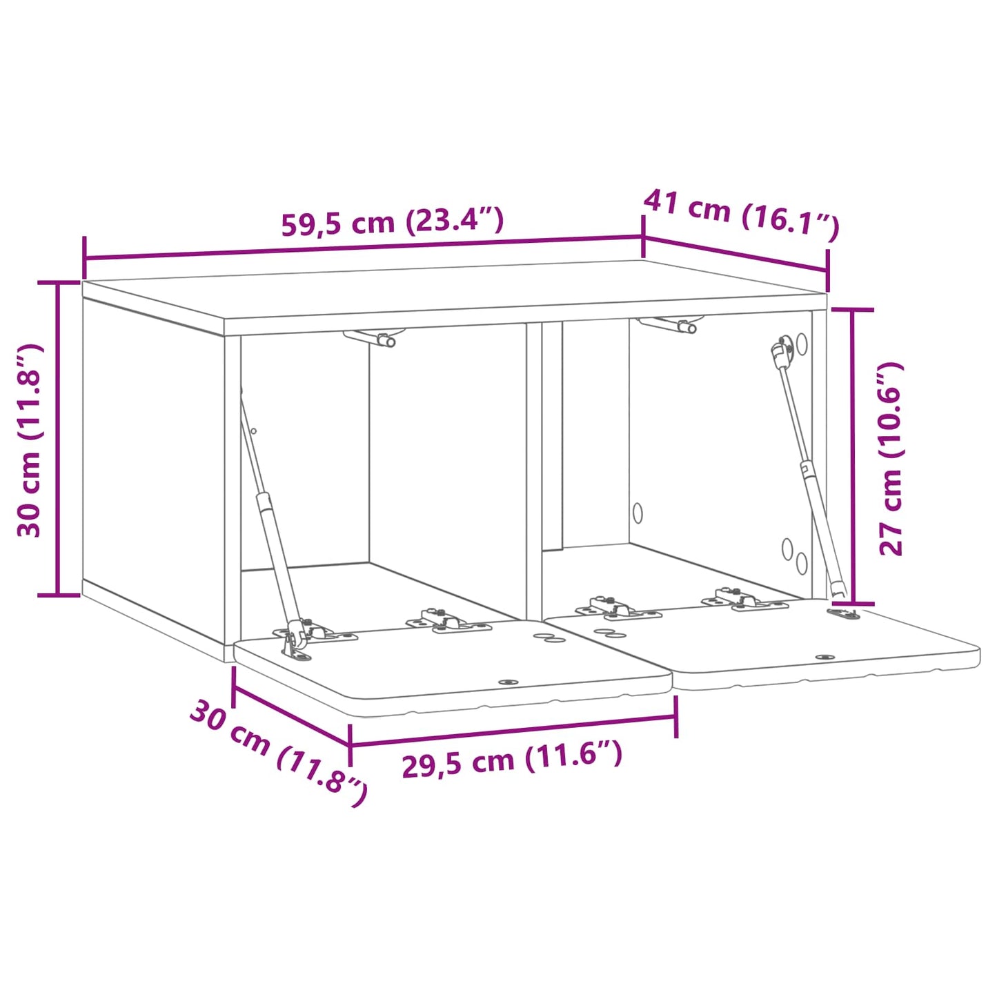 Wall-Mounted TV Cabinet 59.5 x 41 x 30 cm Smoked Oak