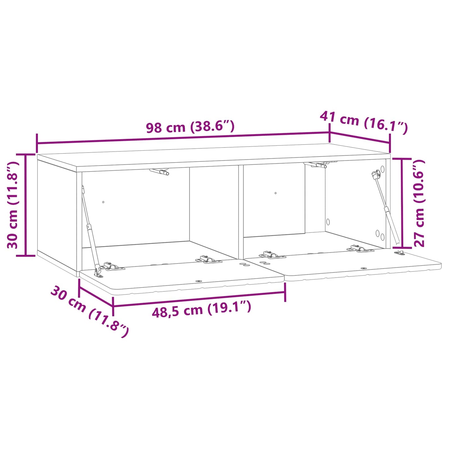 Wall-Mounted TV Cabinet 98 x 41 x 30 cm Artisan Oak