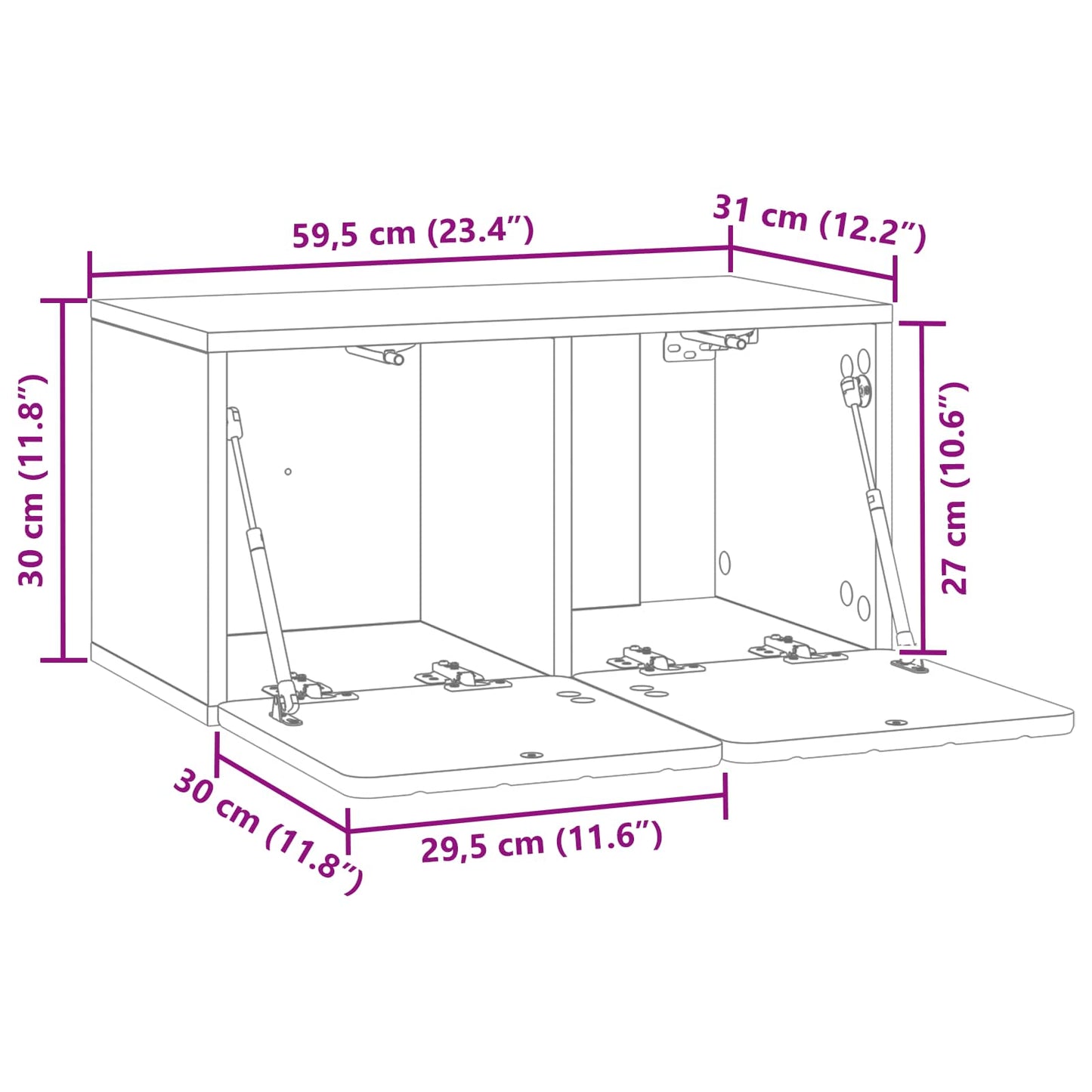 Wall-Mounted TV Cabinet 59.5 x 31 x 30 cm Old Wood