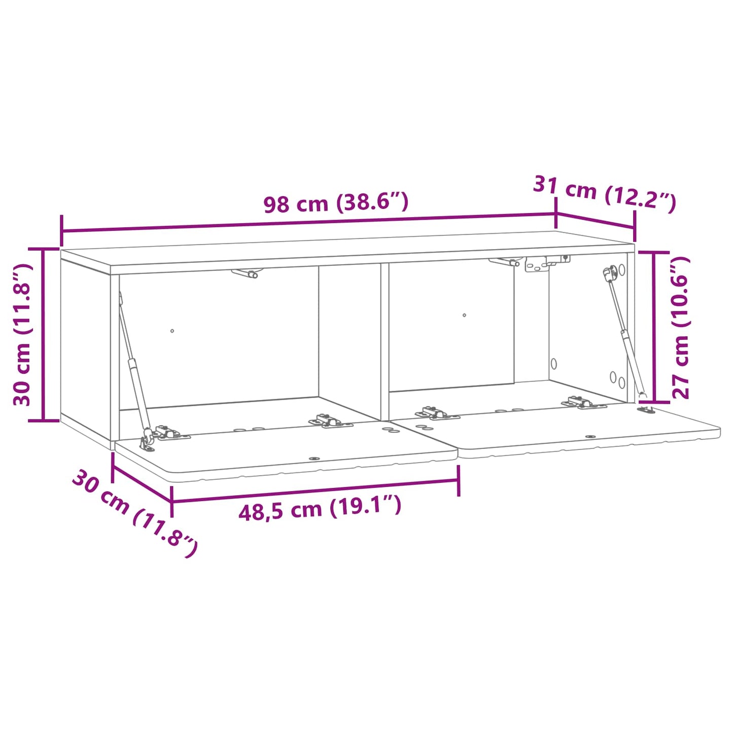 Wall-Mounted TV Cabinet 98 x 31 x 30 cm Smoked Oak
