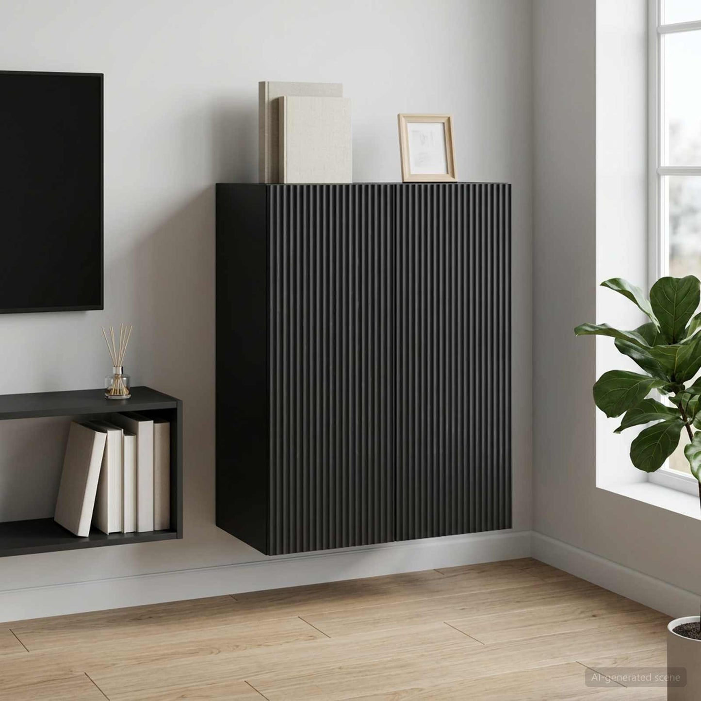 Wall-Mounted Cabinet Black 66 x 34.5 x 90 cm Engineered Wood