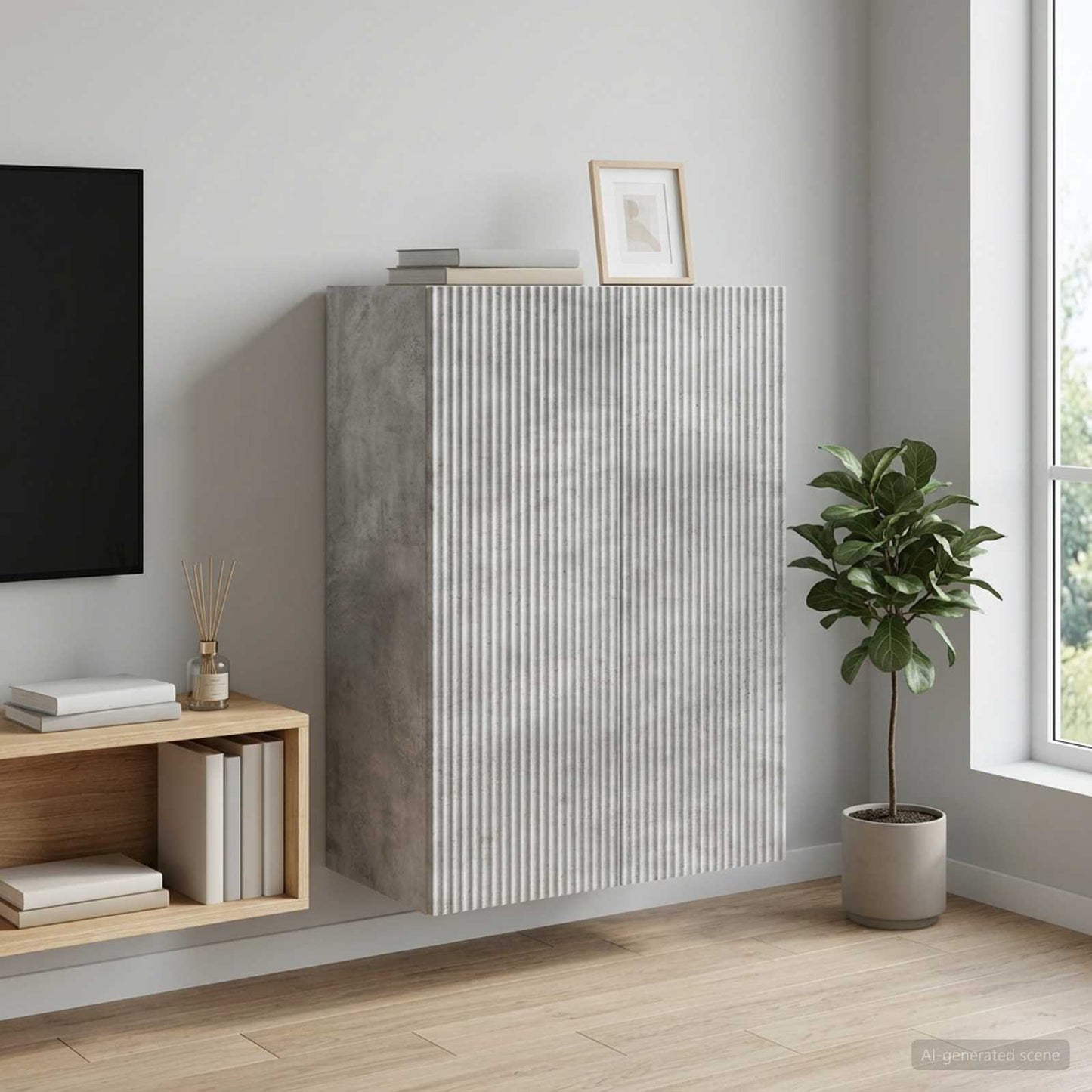Wall-Mounted Cabinet Concrete Grey 66 x 34.5 x 90 cm