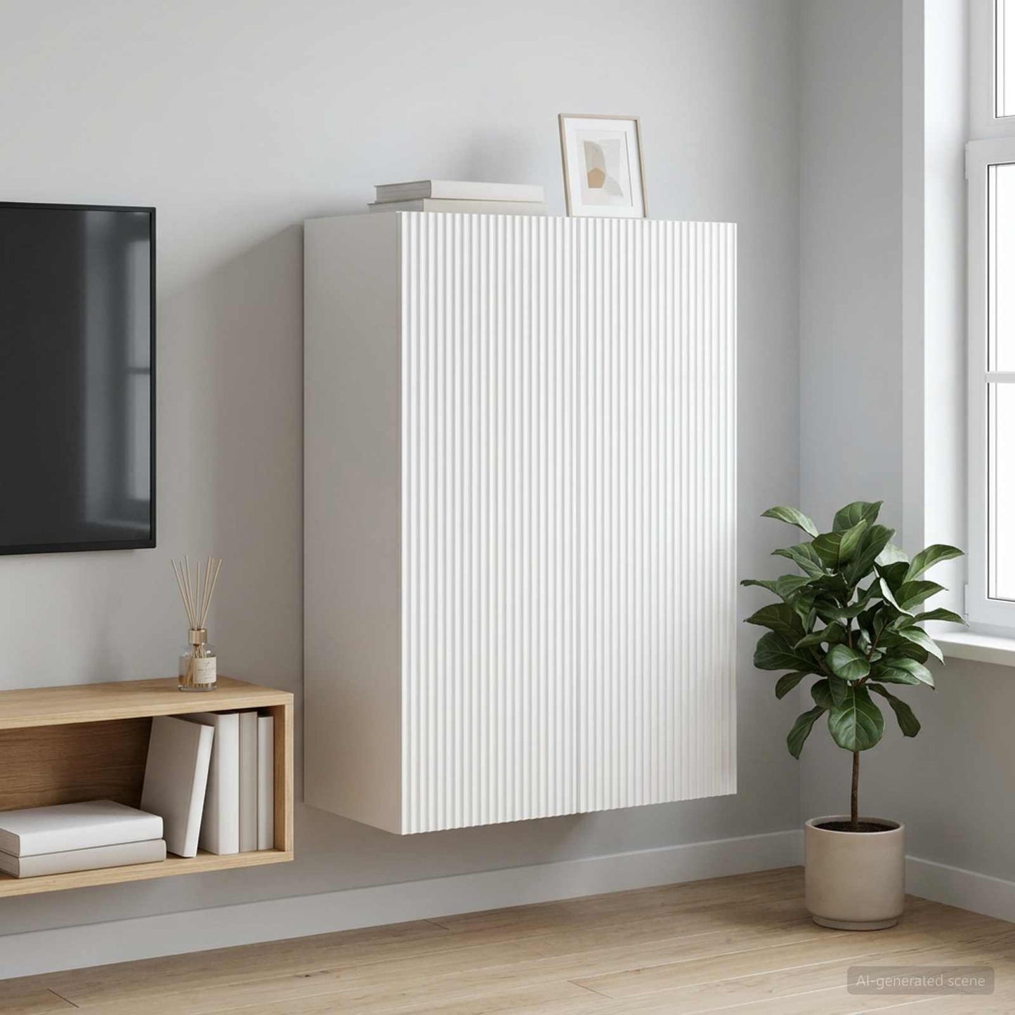 Wall-Mounted Cabinet High Gloss White 66 x 34.5 x 90 cm