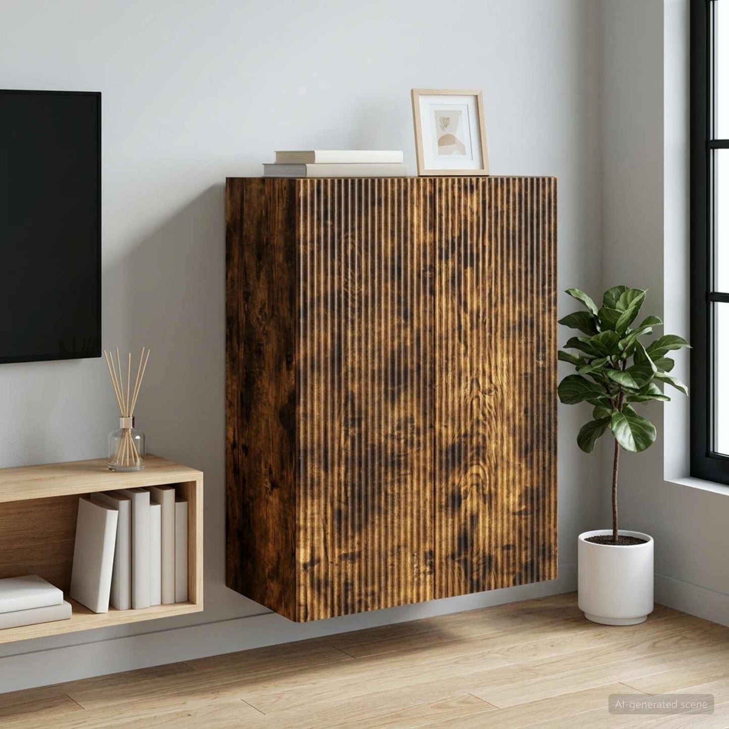 Wall-Mounted Cabinet Smoked Oak 66 x 34.5 x 90 cm