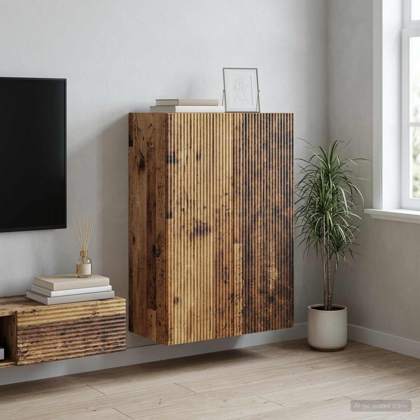 Wall-Mounted Cabinet Old Wood 66 x 34.5 x 90 cm Engineered Wood