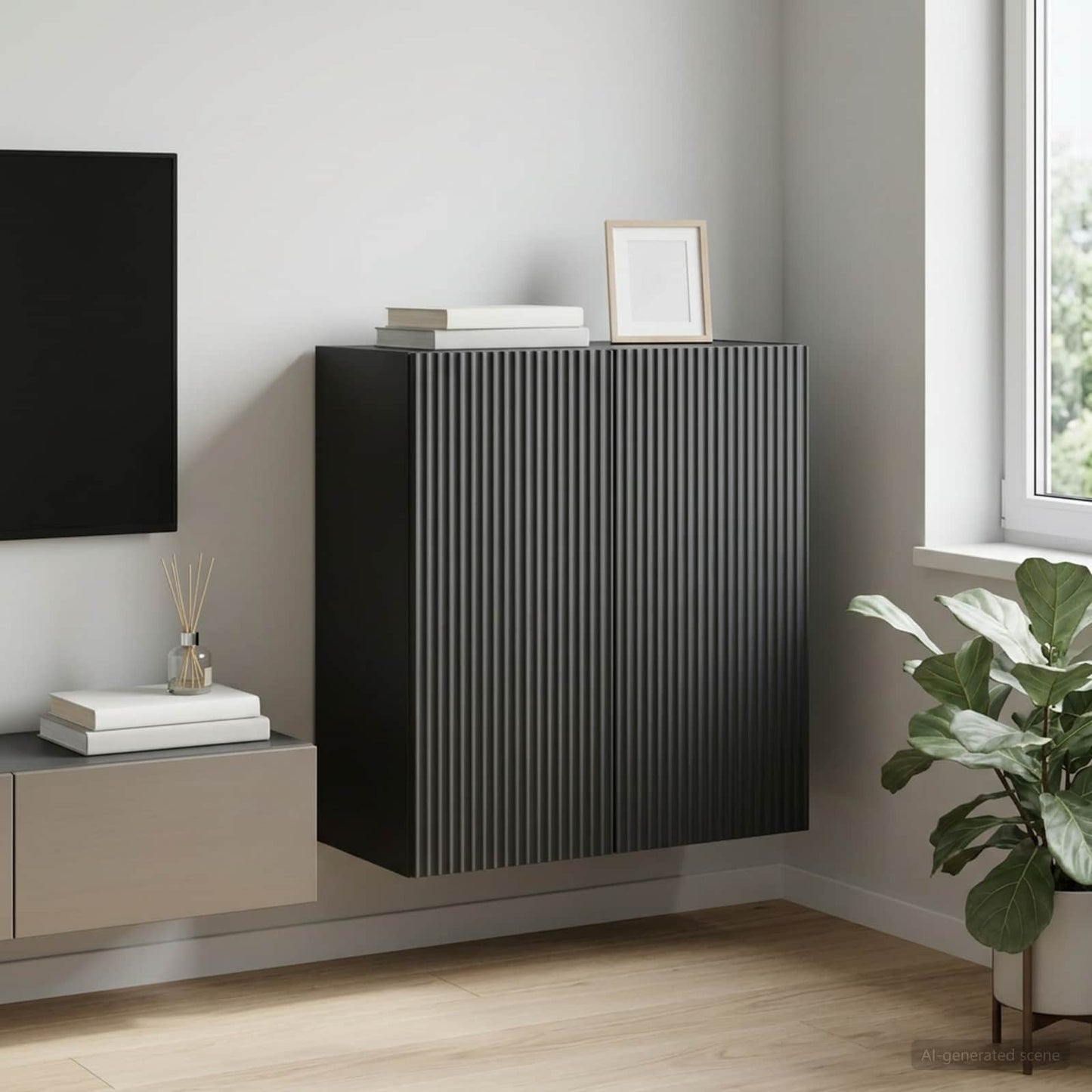 Wall-Mounted Cabinet Black 59 x 31 x 60 cm Engineered Wood