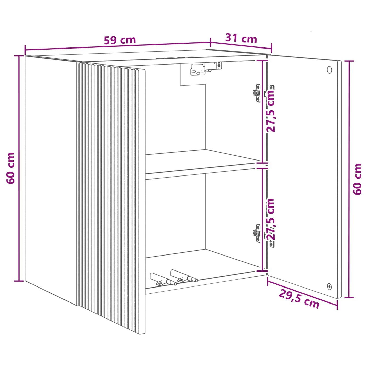 Wall-Mounted Cabinet 59 x 31 x 60 cm Engineered Wood Smoked Oak