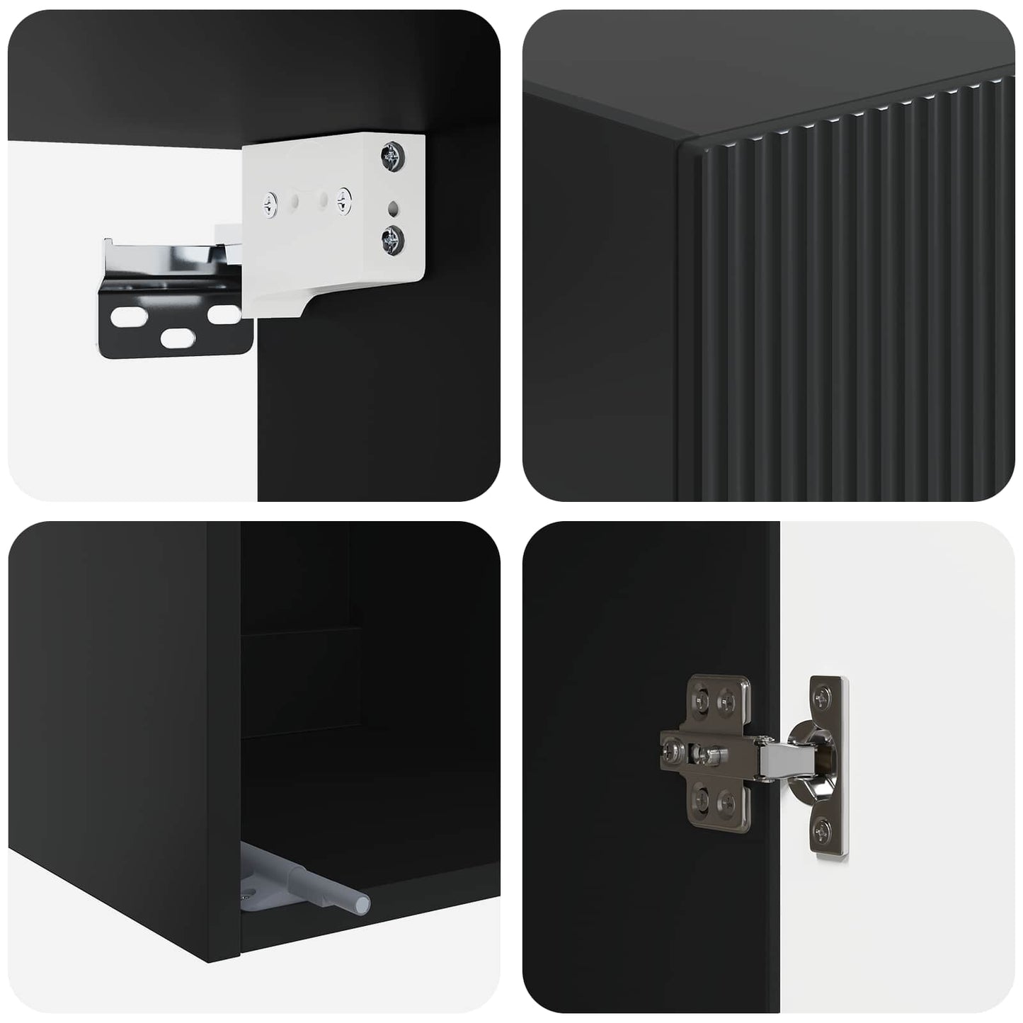 Wall-Mounted Cabinet Black 33 x 34.5 x 90 cm Engineered Wood
