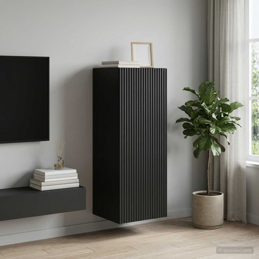 Wall-Mounted Cabinet 33 x 34.5 x 90 cm Engineered Wood Black