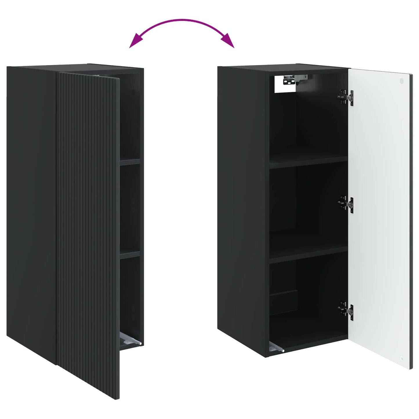 Wall-Mounted Cabinet Black 33 x 34.5 x 90 cm Engineered Wood