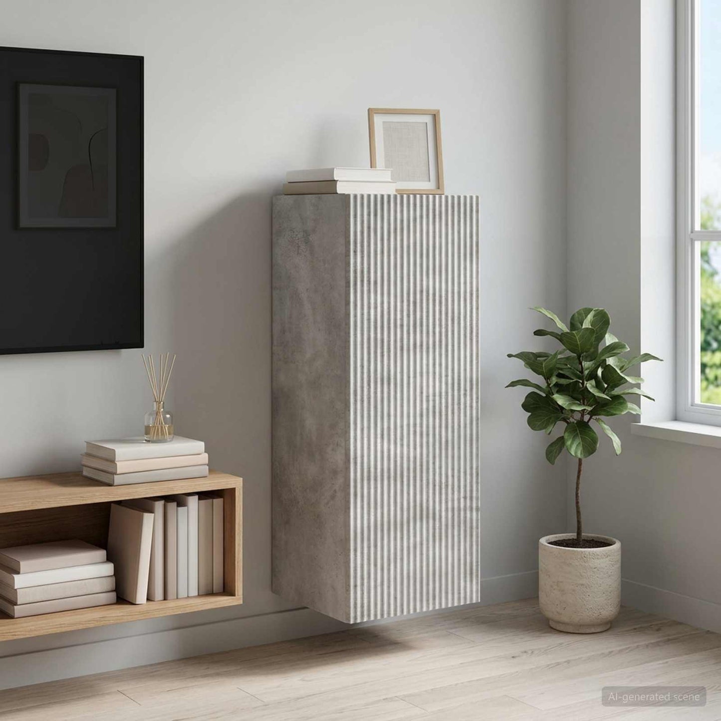 Wall-Mounted Cabinet Concrete Grey 33 x 34.5 x 90 cm