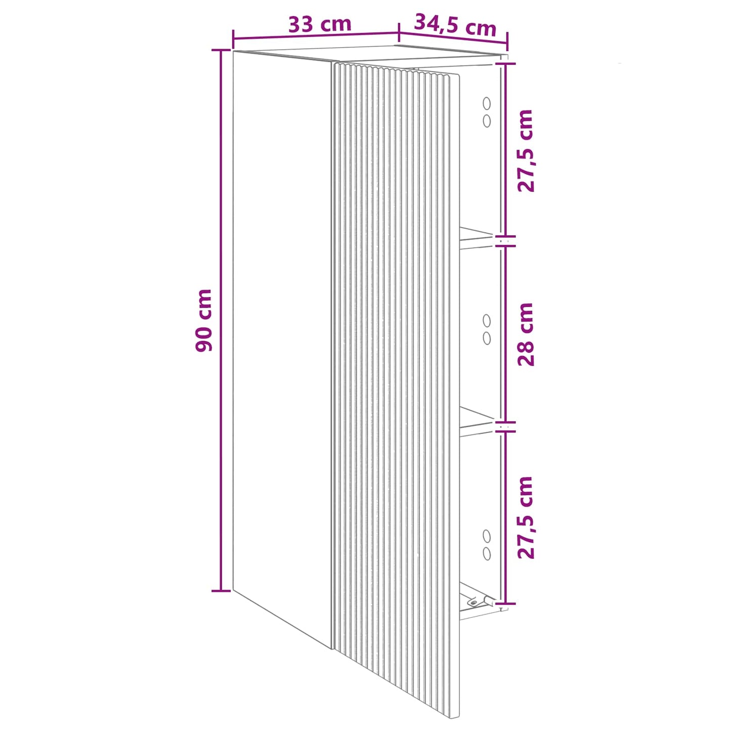 Wall-Mounted Cabinet 33 x 34.5 x 90 cm Engineered Wood