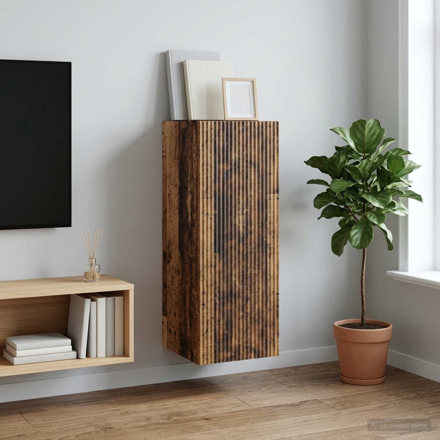 Wall-Mounted Cabinet Old Wood 33 x 34.5 x 90 cm Engineered Wood