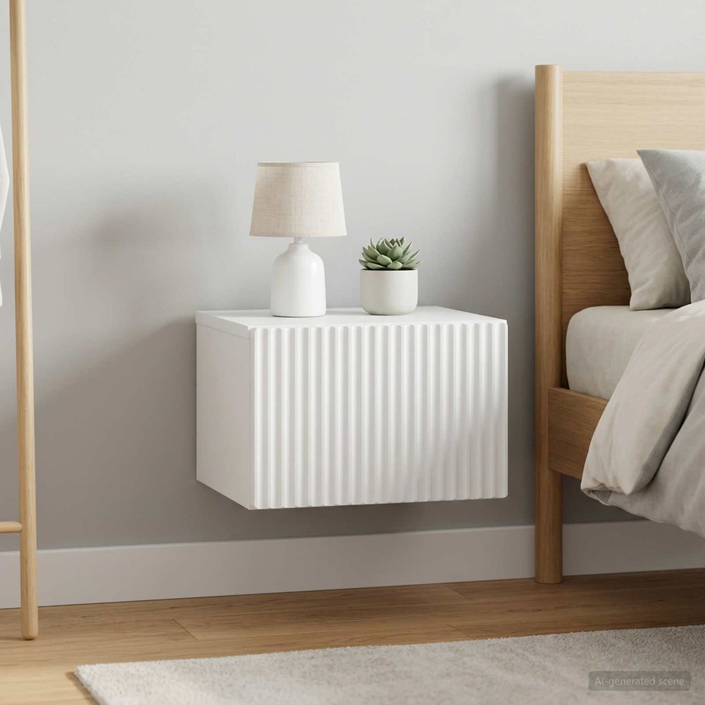 Wall-Mounted Bedside Cabinet 2 pcs White 33 x 34.5 x 20 cm