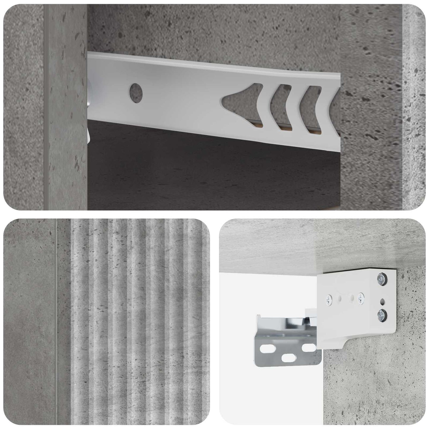 Wall-Mounted Bedside Cabinet with Drawer 2 pcs Concrete Grey