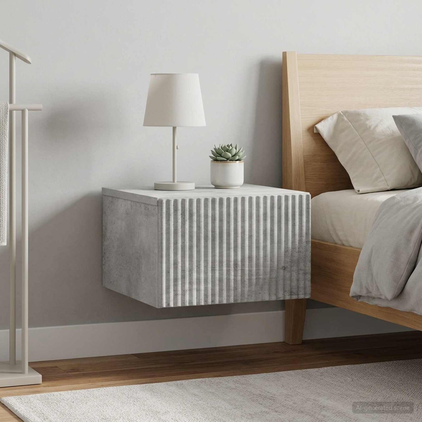Wall-Mounted Bedside Cabinet with Drawer 2 pcs Concrete Grey