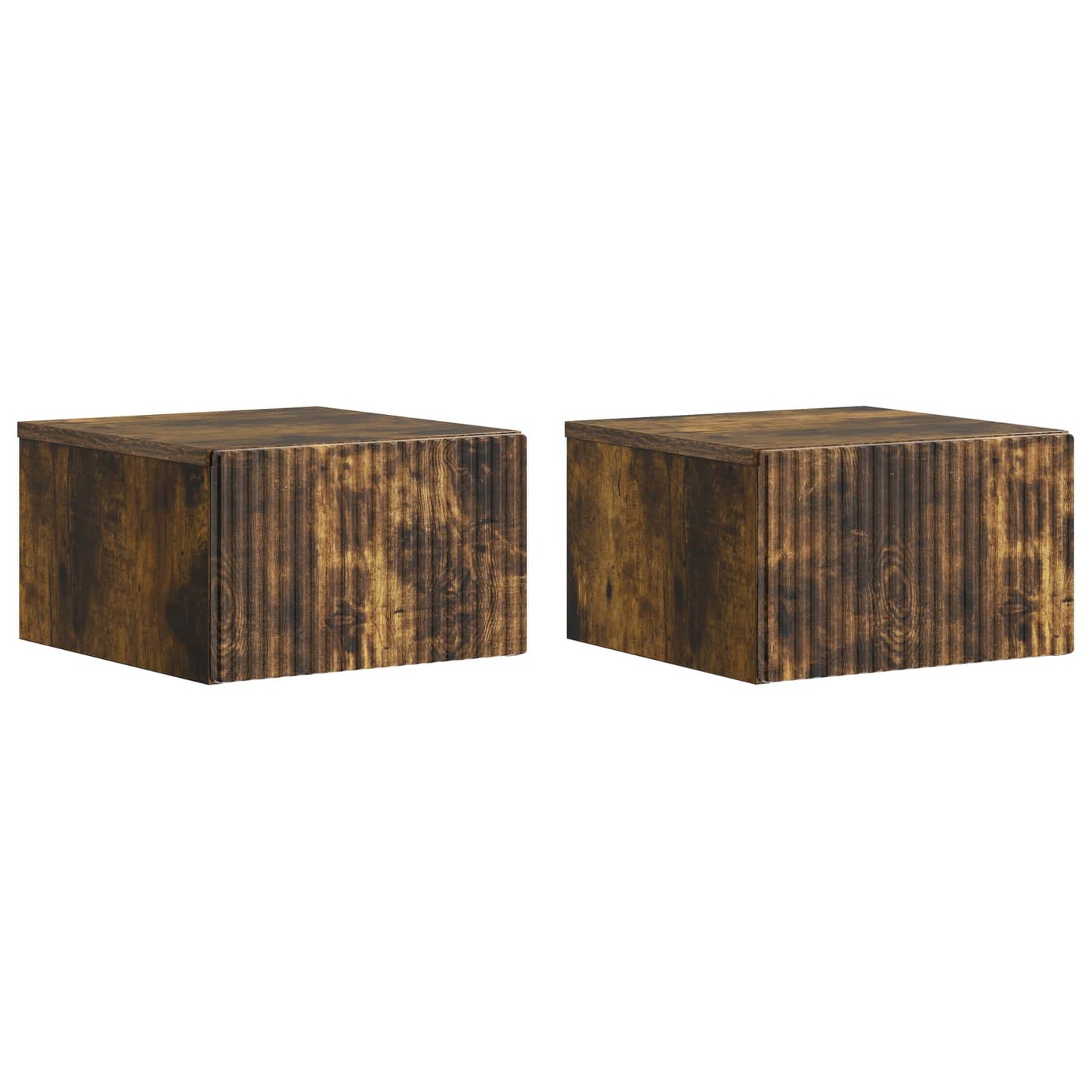 Wall-Mounted Bedside Cabinet 2 pcs Smoked Oak 33 x 34.5 x 20 cm