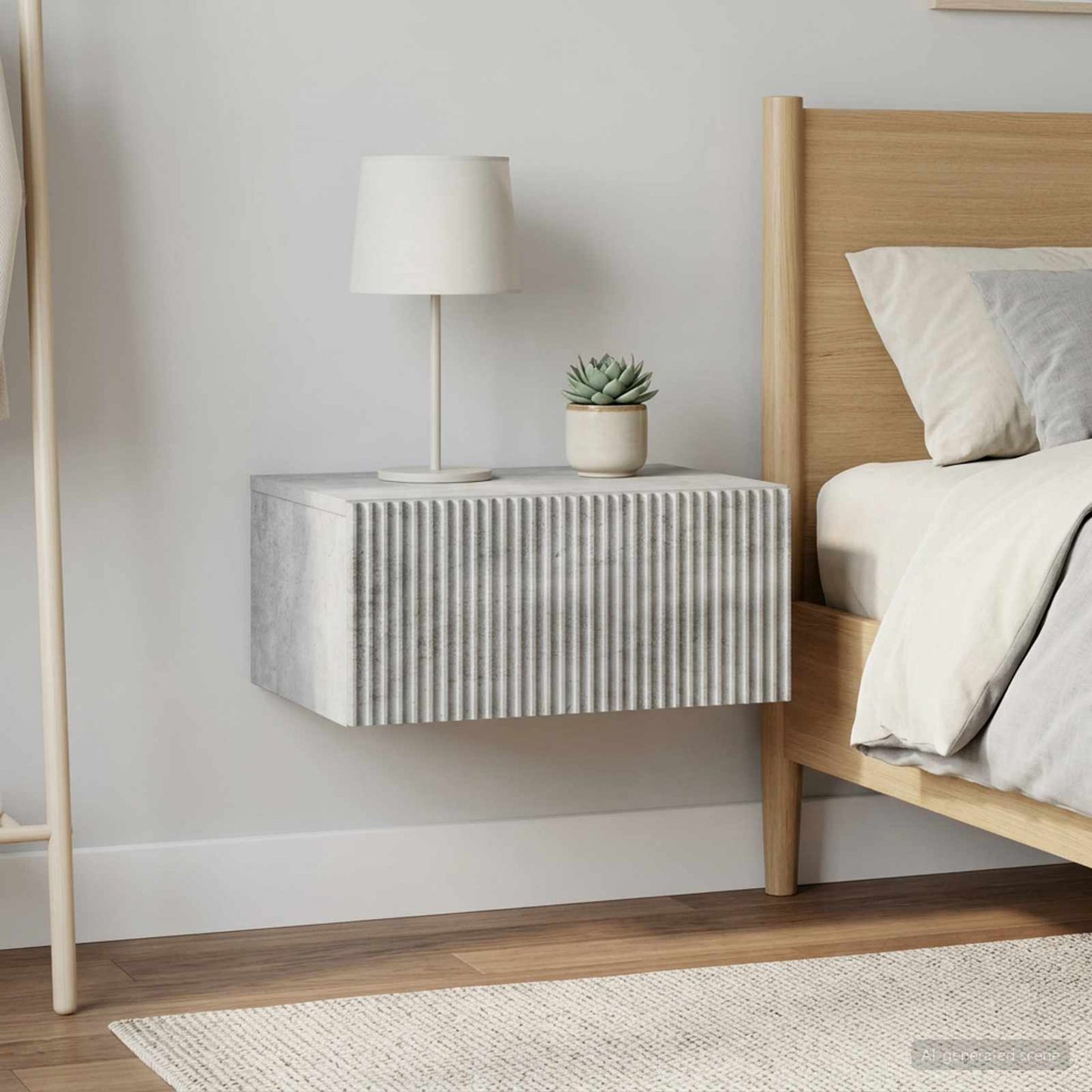 Wall-Mounted Bedside Cabinet with Drawer 2 pcs Concrete Grey