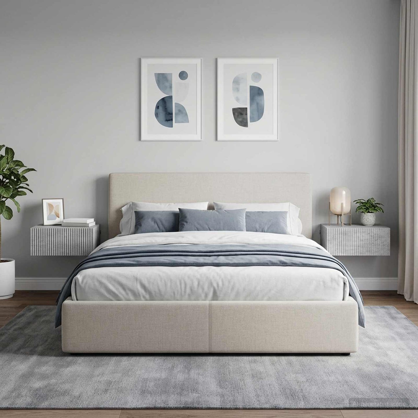 Wall-Mounted Bedside Cabinet with Drawer 2 pcs Concrete Grey