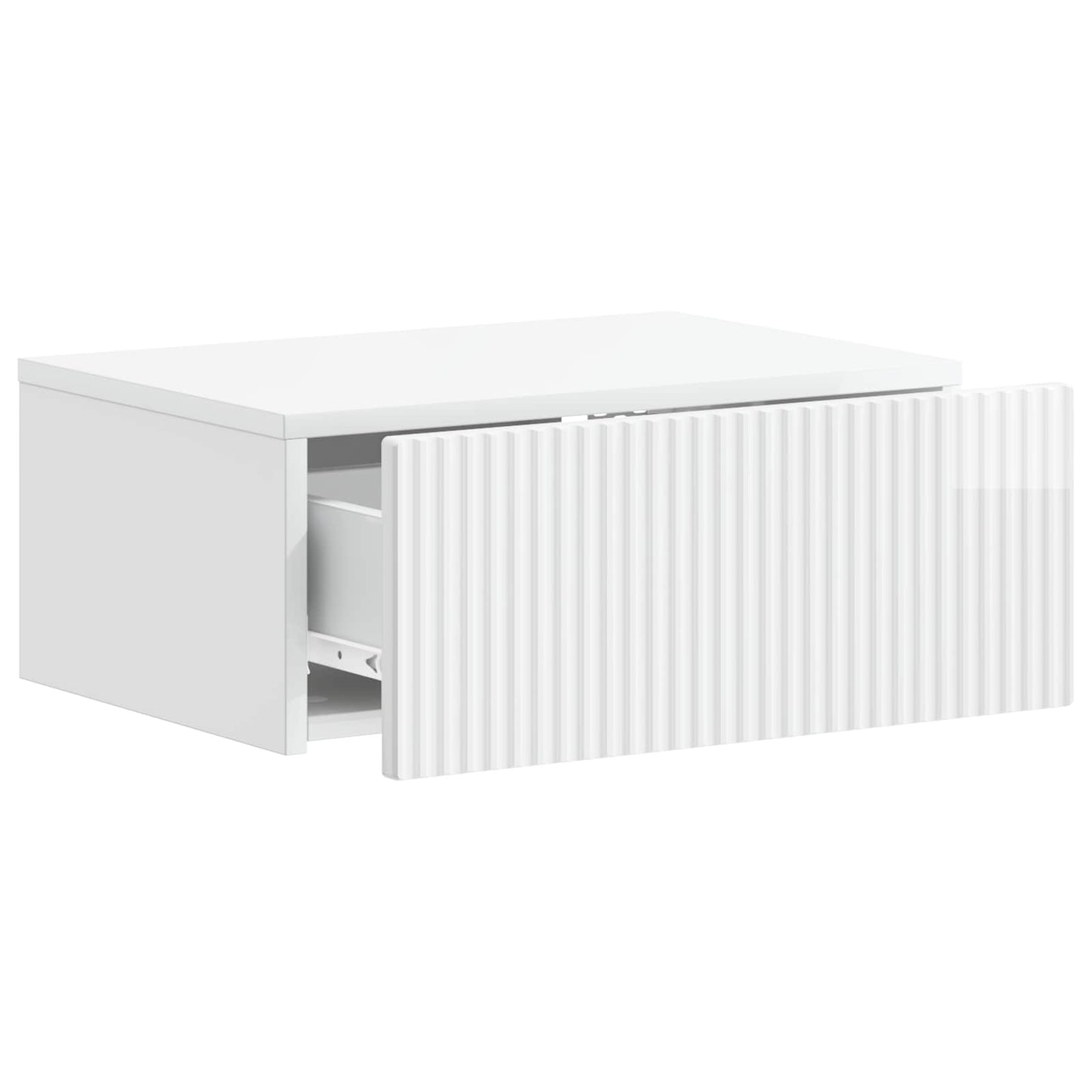 Wall-Mounted Bedside Cabinet High Gloss White 49 x 34.5 x 20 cm