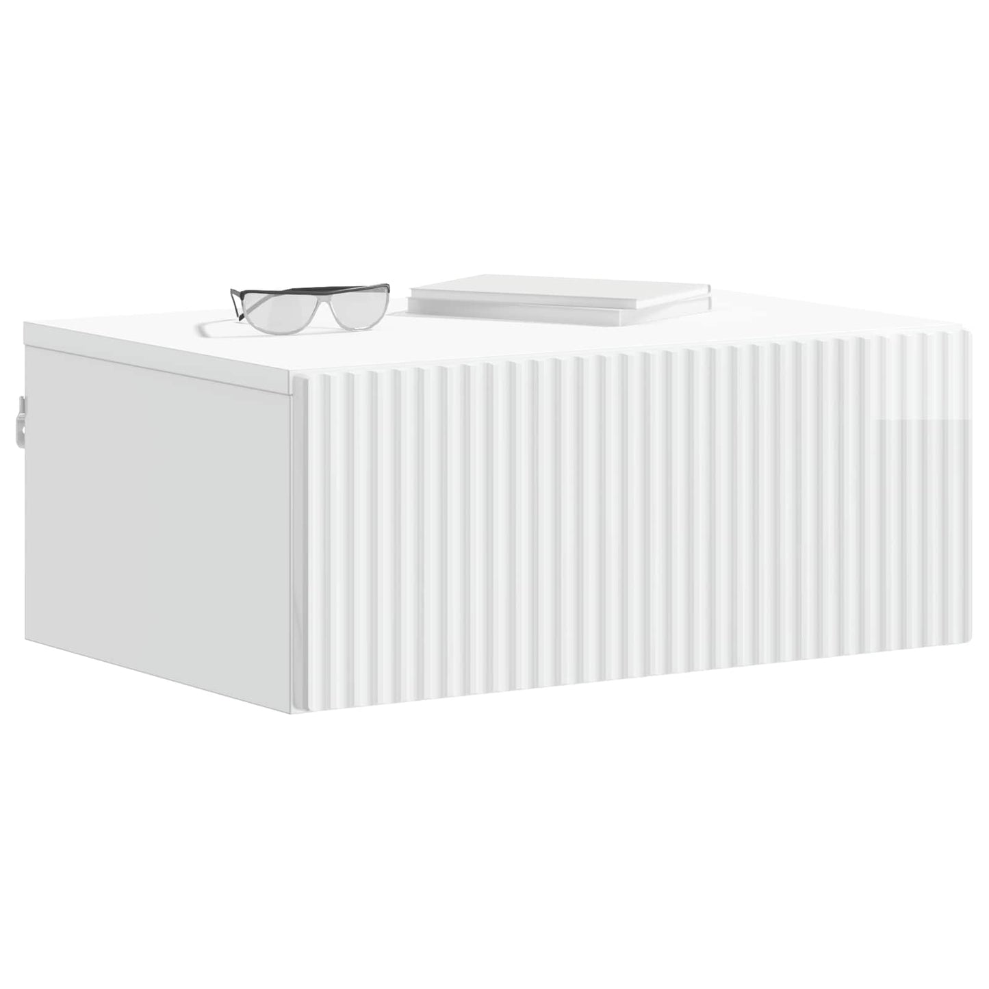 Wall-Mounted Bedside Cabinet High Gloss White 49 x 34.5 x 20 cm