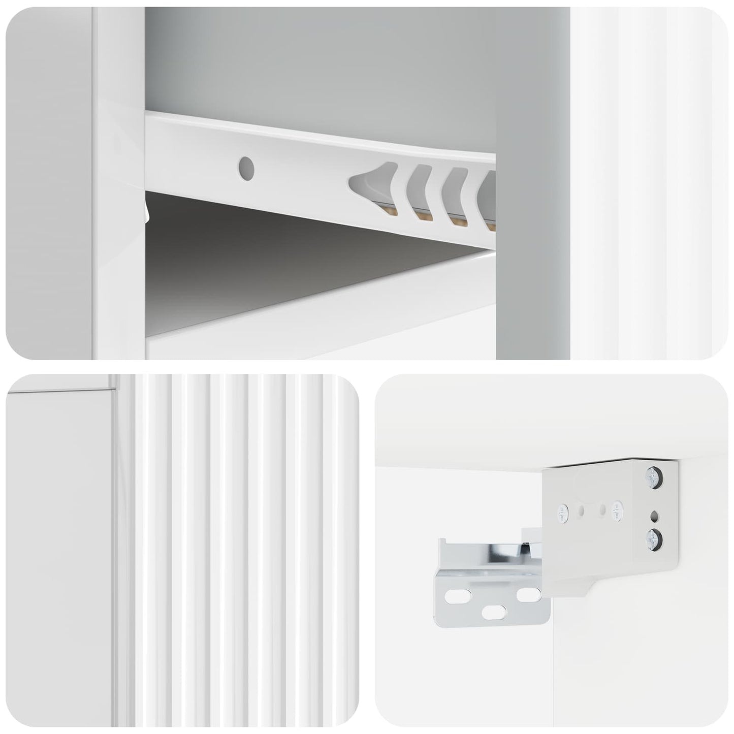 Wall-Mounted Bedside Cabinet with Drawer 2 pcs High Gloss White
