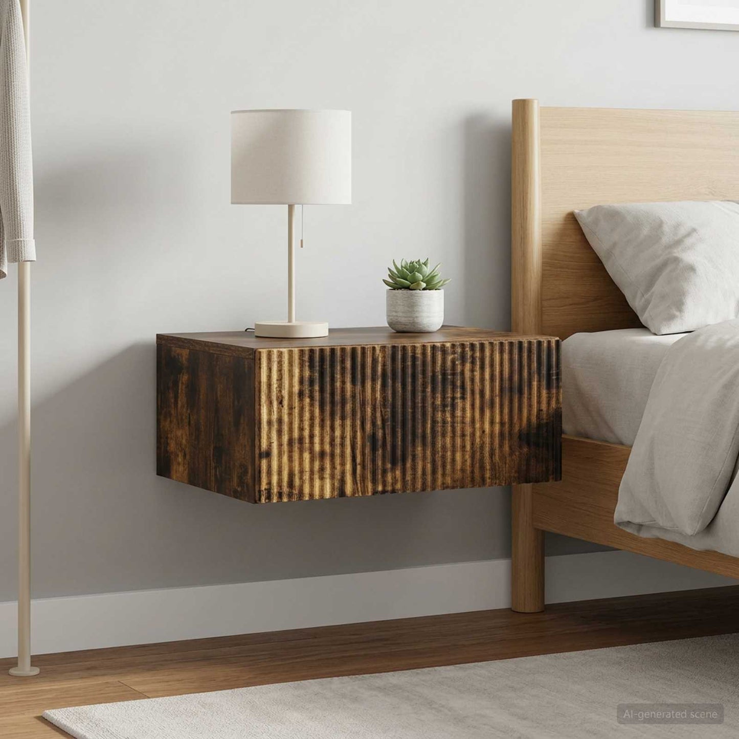 Wall-Mounted Bedside Cabinet 2 pcs Smoked Oak 49 x 34.5 x 20 cm