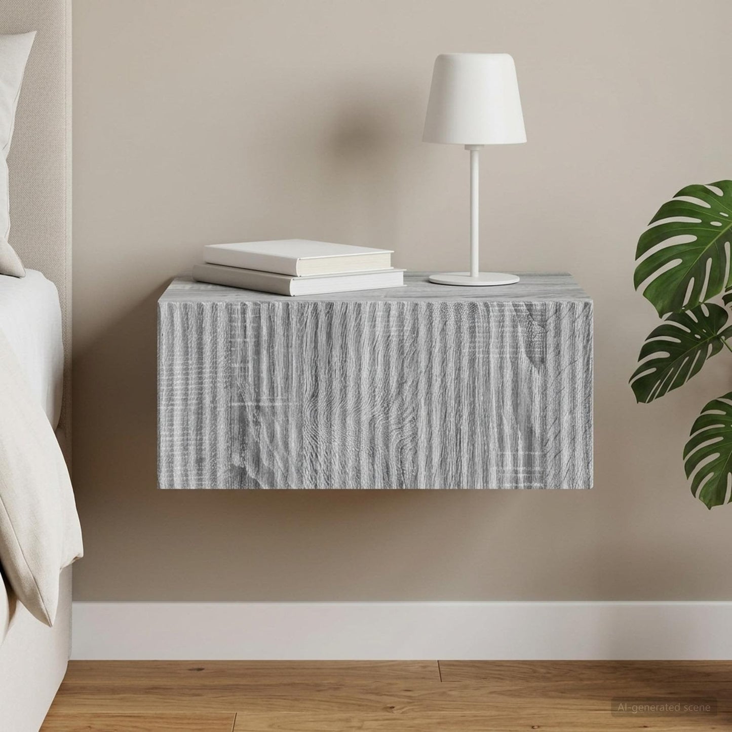 Wall-Mounted Bedside Cabinet Grey Sonoma 49 x 34.5 x 20 cm