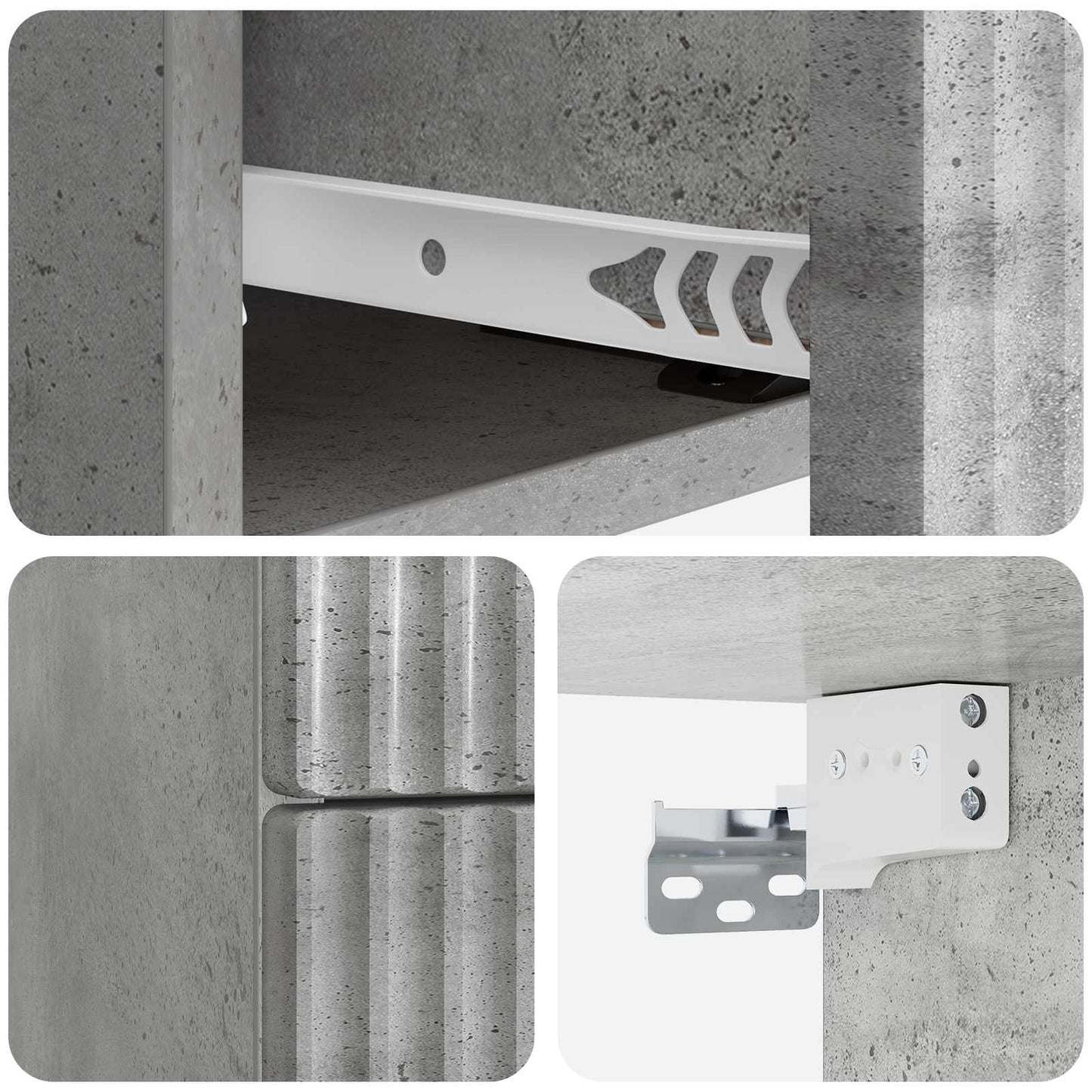 Wall-Mounted Bedside Cabinet with Drawer 2 pcs Concrete Grey