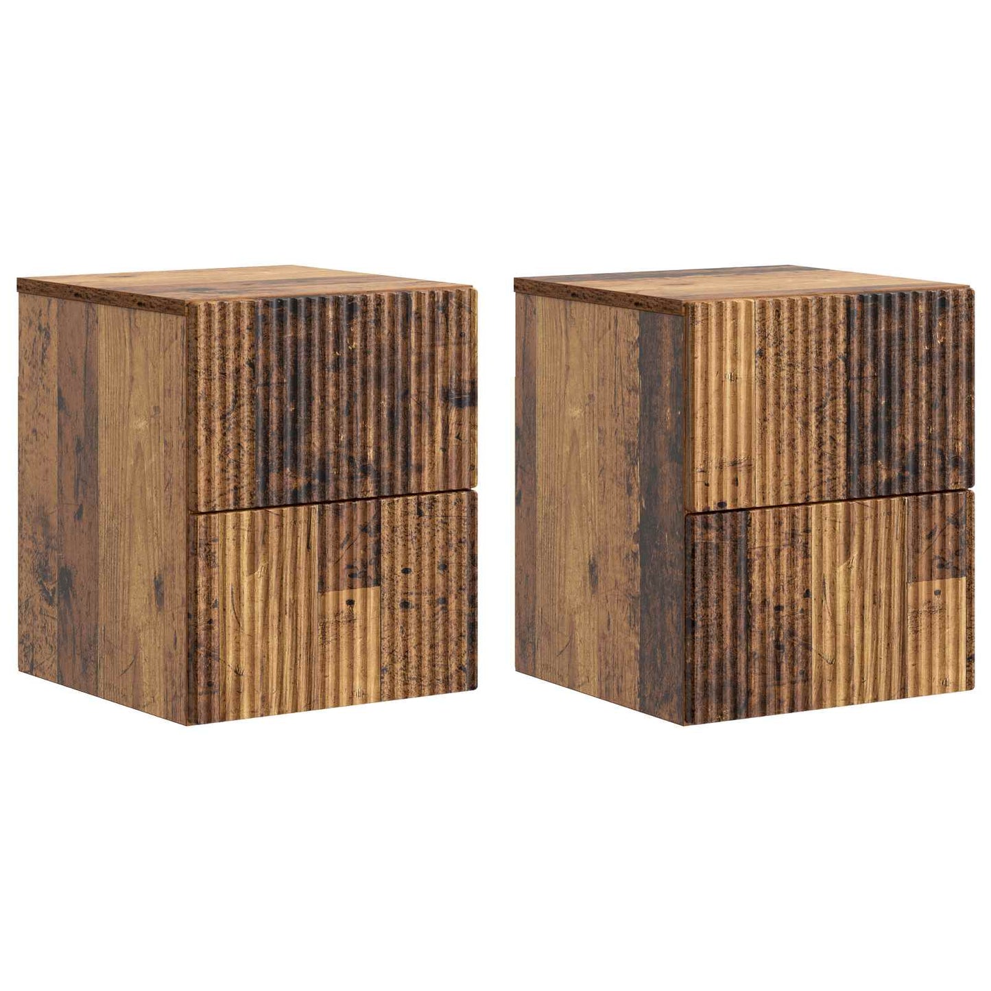 Wall-Mounted Bedside Cabinet 2 pcs Old Wood 33 x 34.5 x 40 cm