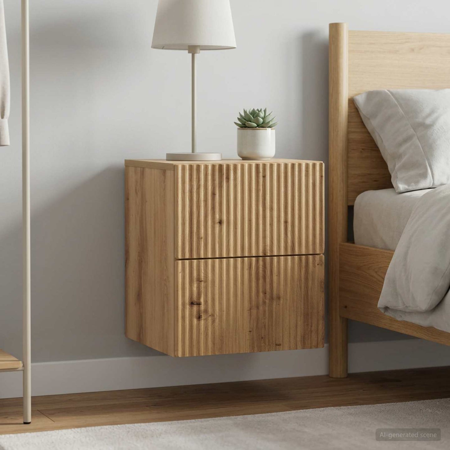 Wall-Mounted Bedside Cabinet 2 pcs Artisan Oak