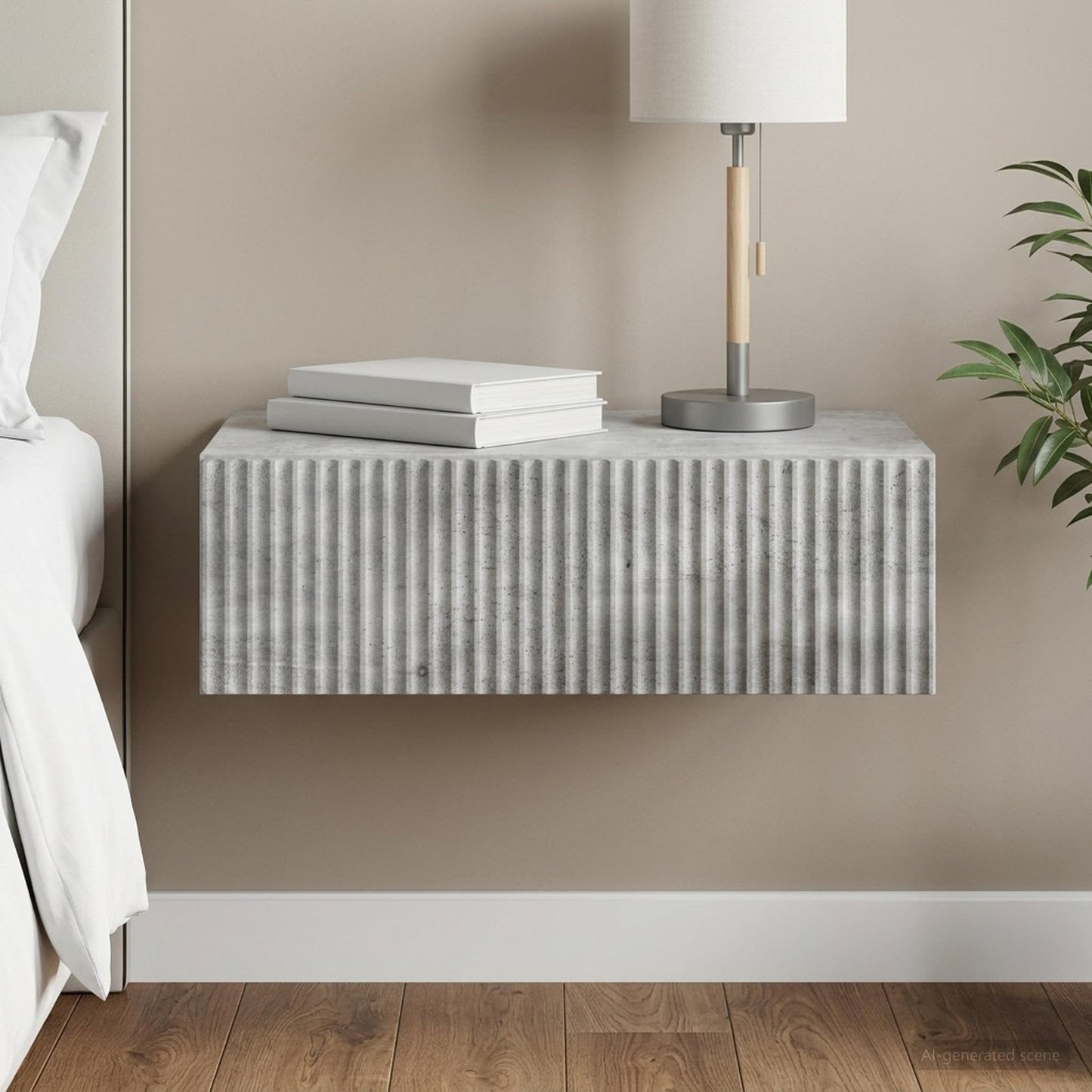 Wall-Mounted Side Table Concrete Grey 59 x 34.5 x 17 cm