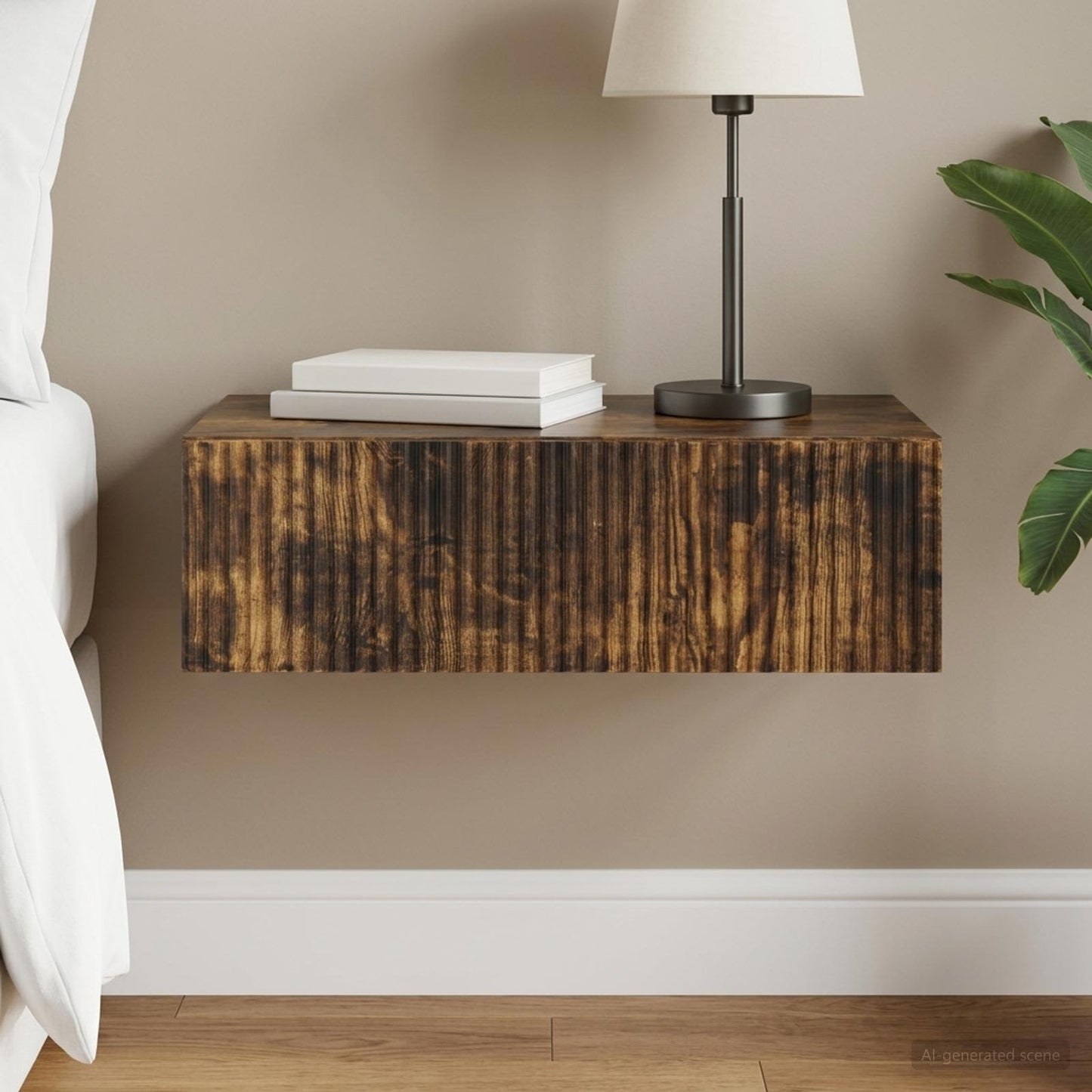 Wall-Mounted Side Table Smoked Oak 59 x 34.5 x 17 cm