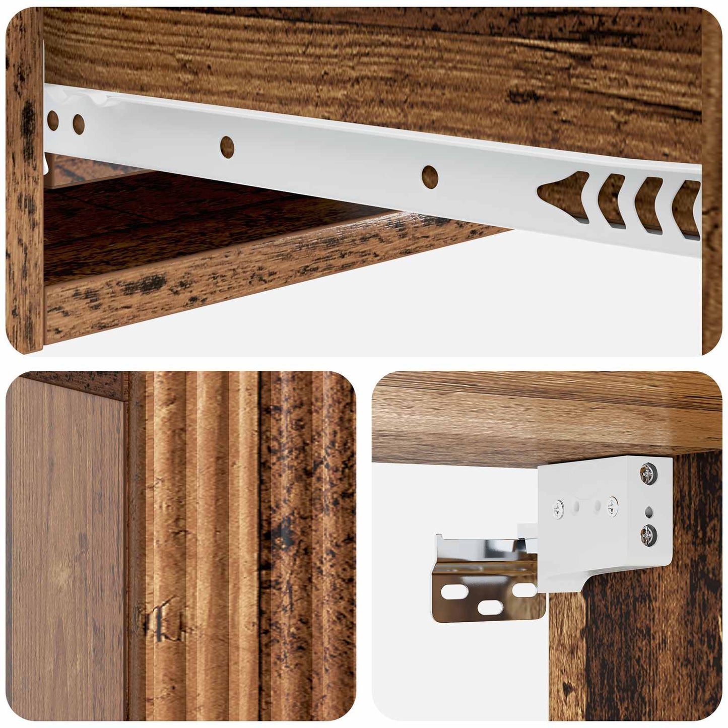 Wall-Mounted Side Table Wall-mounted Old Wood 59 x 34.5 x 17 cm