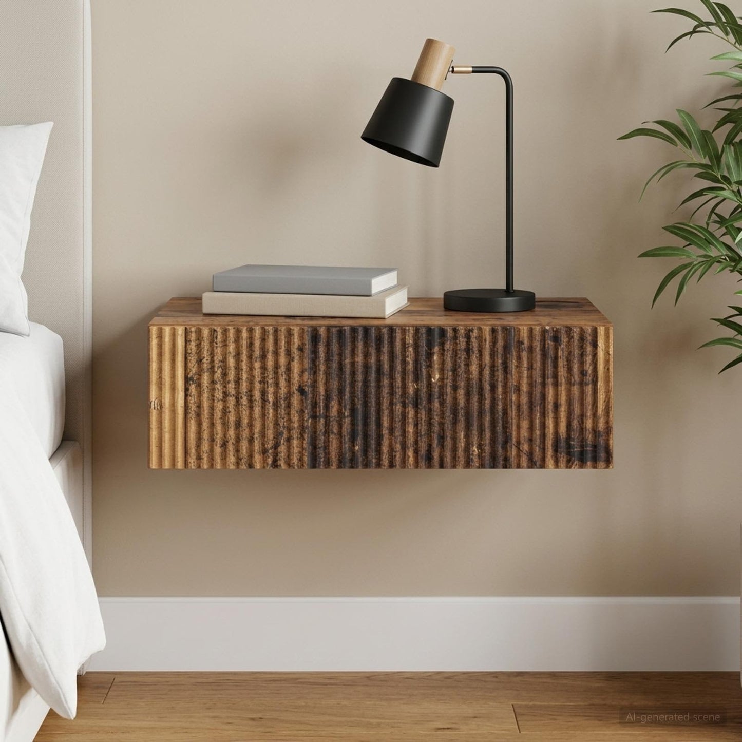 Wall-Mounted Side Table Wall-mounted Old Wood 59 x 34.5 x 17 cm