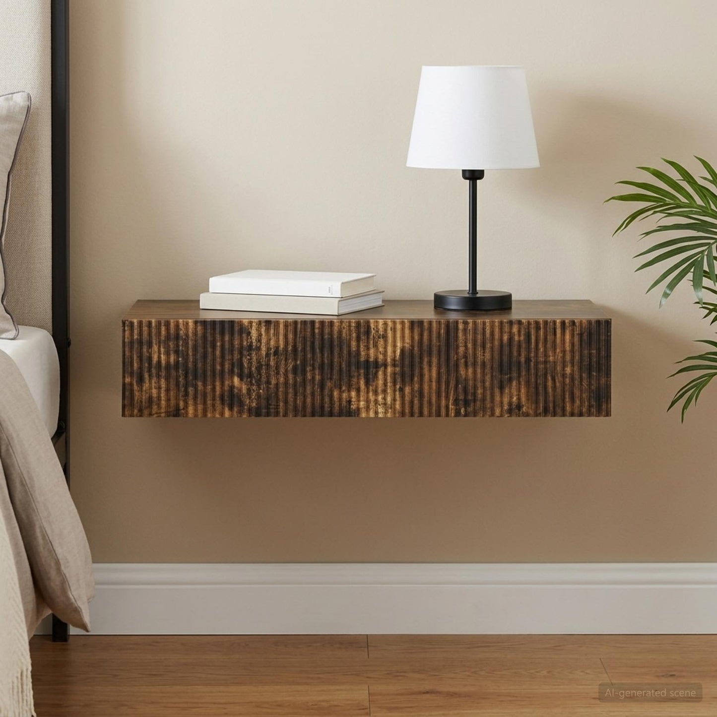 Wall-Mounted Side Table Smoked Oak 87.5 x 34.5 x 17 cm