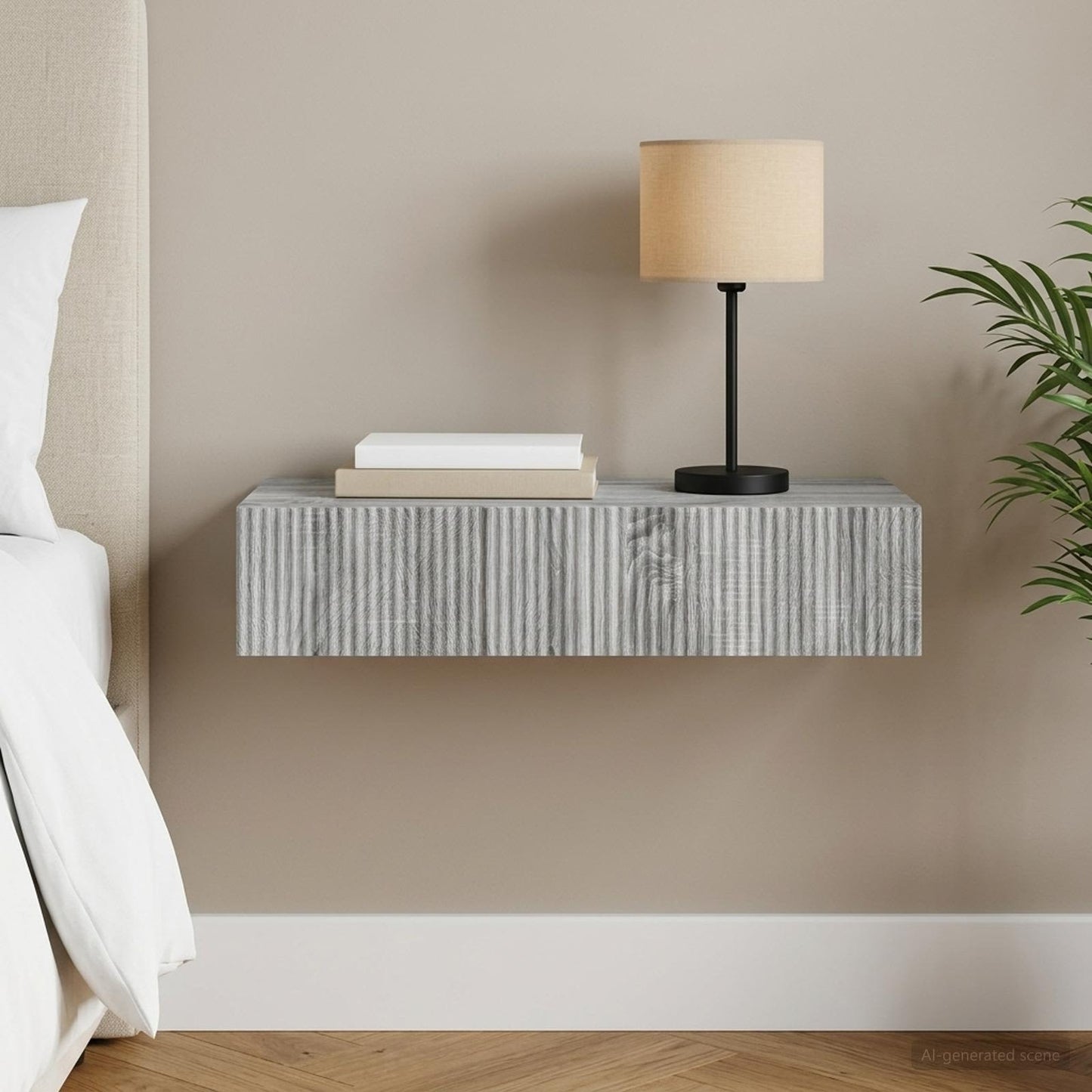 Wall-Mounted Side Table Grey Sonoma 87.5 x 34.5 x 17 cm