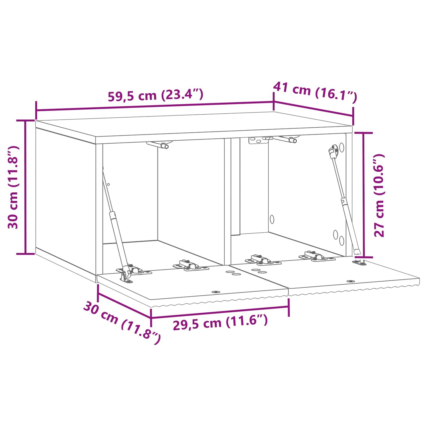 Wall-Mounted TV Cabinet Black 59.5 x 41 x 30 cm Engineered Wood