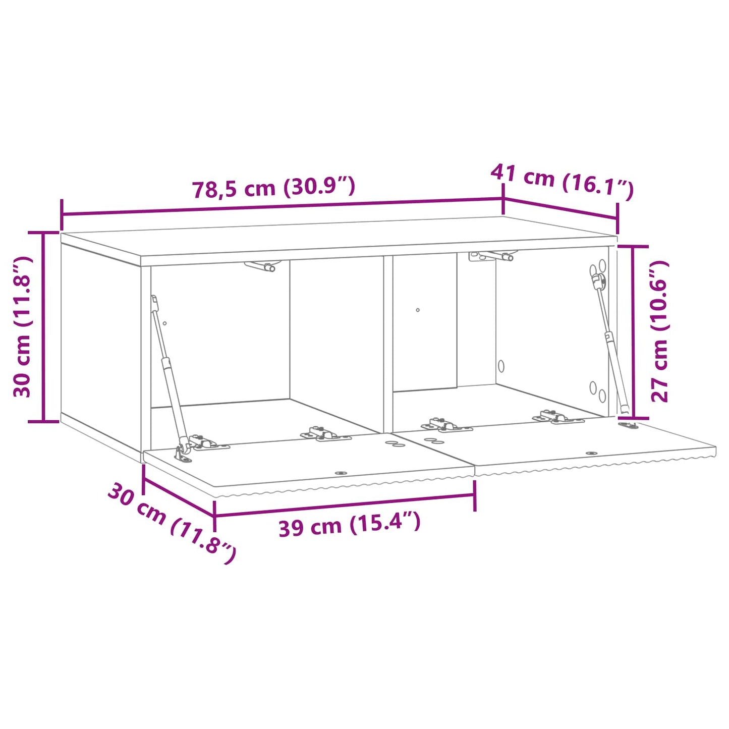 Wall-Mounted TV Cabinet Concrete Grey 78.5 x 41 x 30 cm