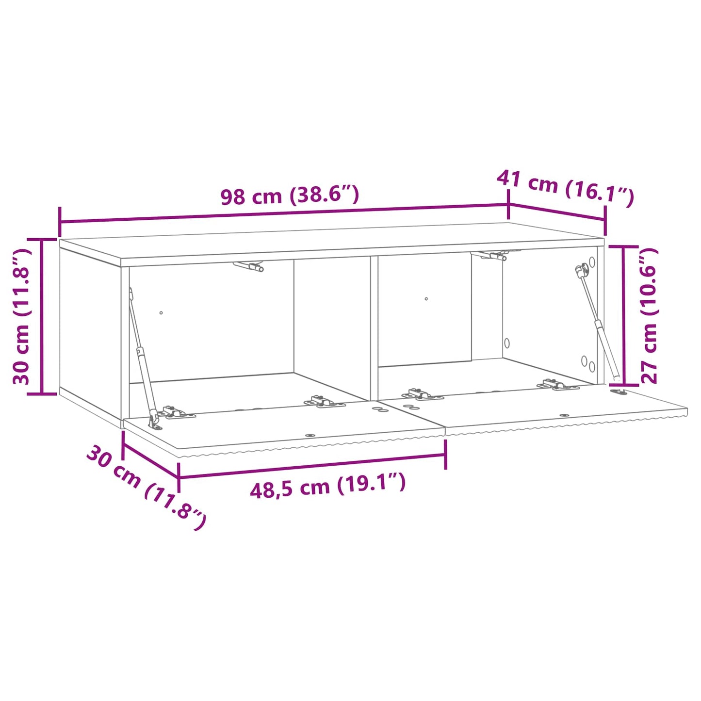 Wall-Mounted TV Cabinet Black 98 x 41 x 30 cm Engineered Wood