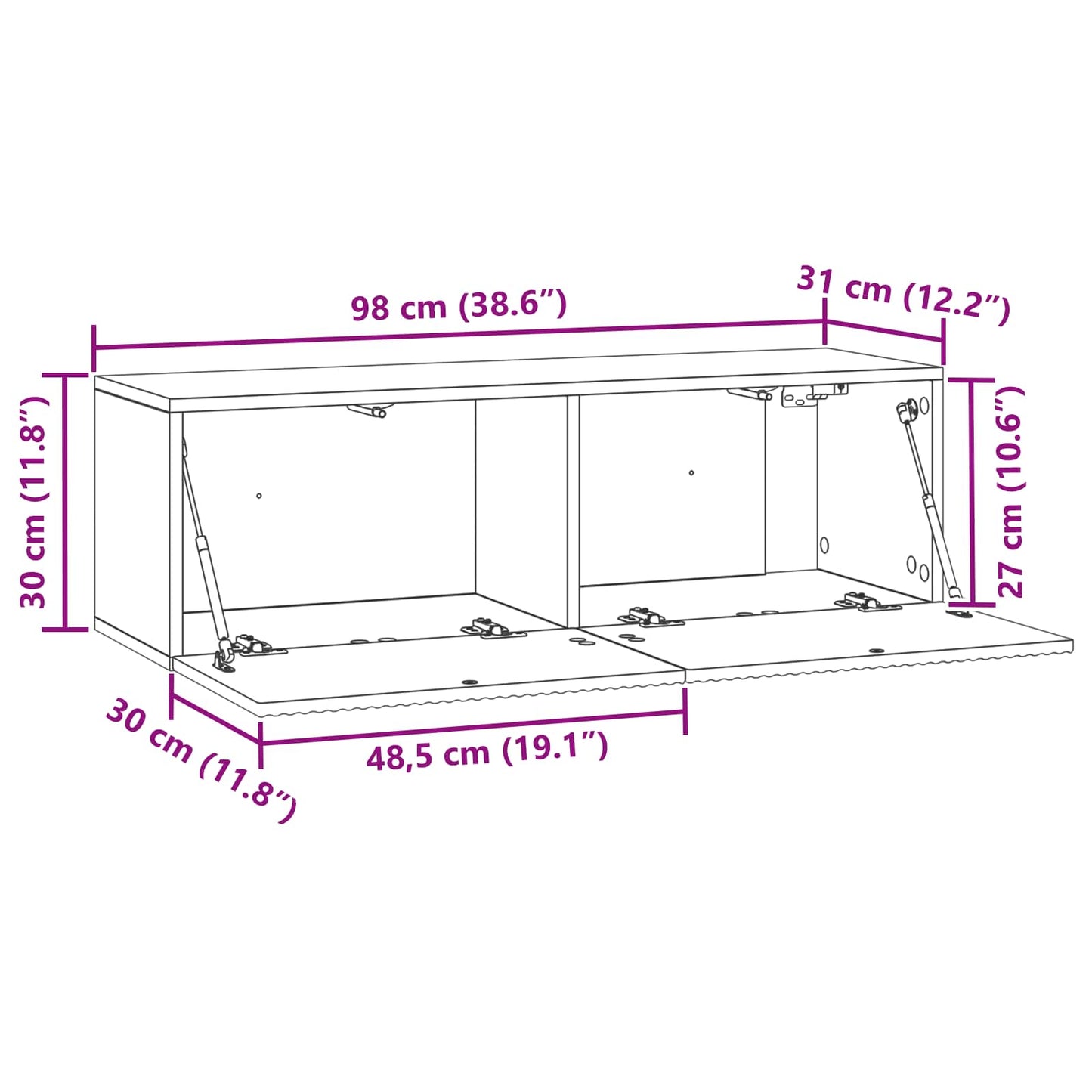 Wall-Mounted TV Cabinet Wall-mounted Sonoma Oak 98 x 31 x 30 cm