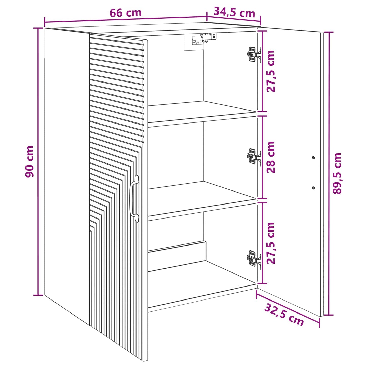 Wall-Mounted Cabinet Black 66 x 34.5 x 90 cm Engineered Wood