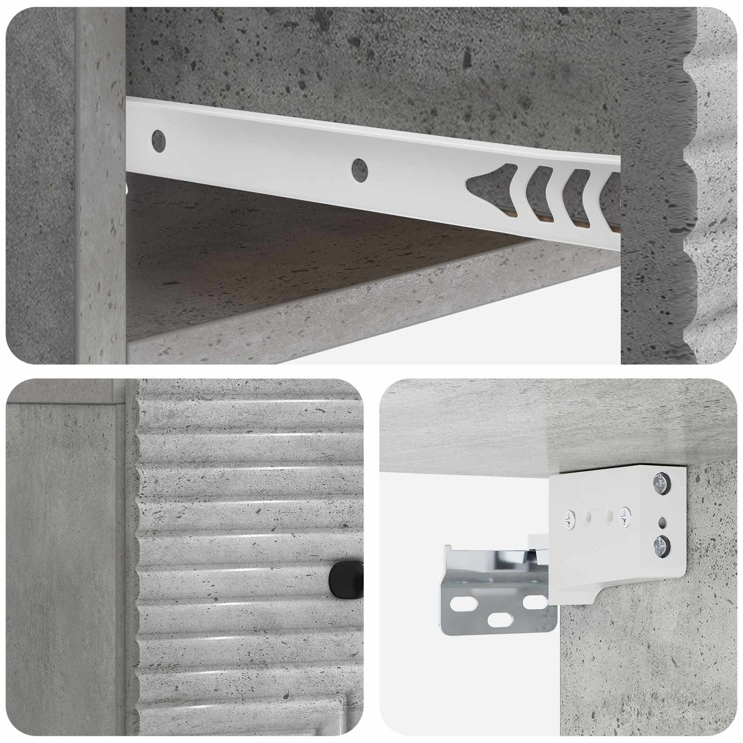 Wall-Mounted Bedside Cabinet with Drawer 2 pcs Concrete Grey