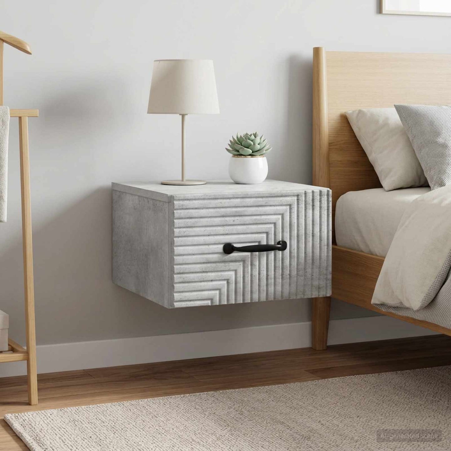Wall-Mounted Bedside Cabinet with Drawer 2 pcs Concrete Grey
