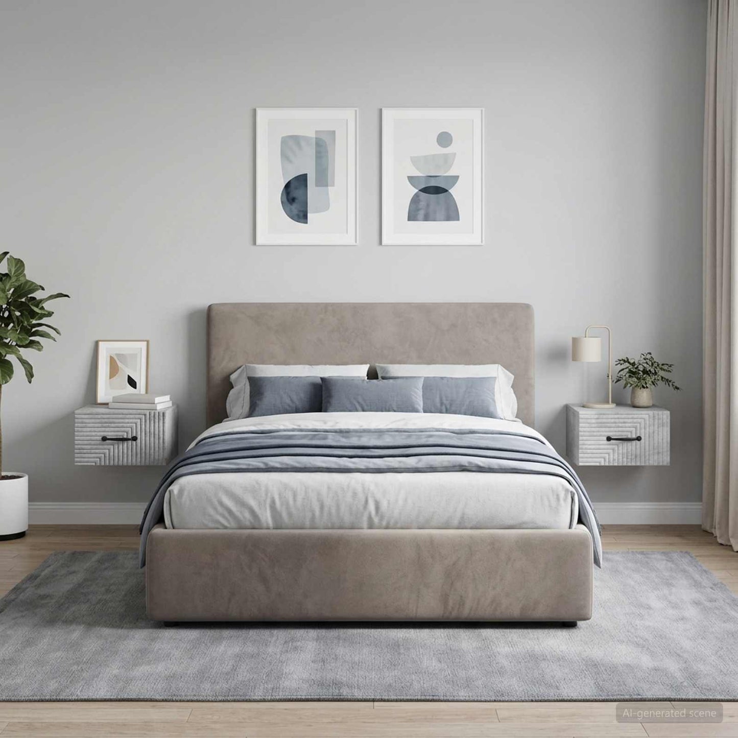 Wall-Mounted Bedside Cabinet with Drawer 2 pcs Concrete Grey