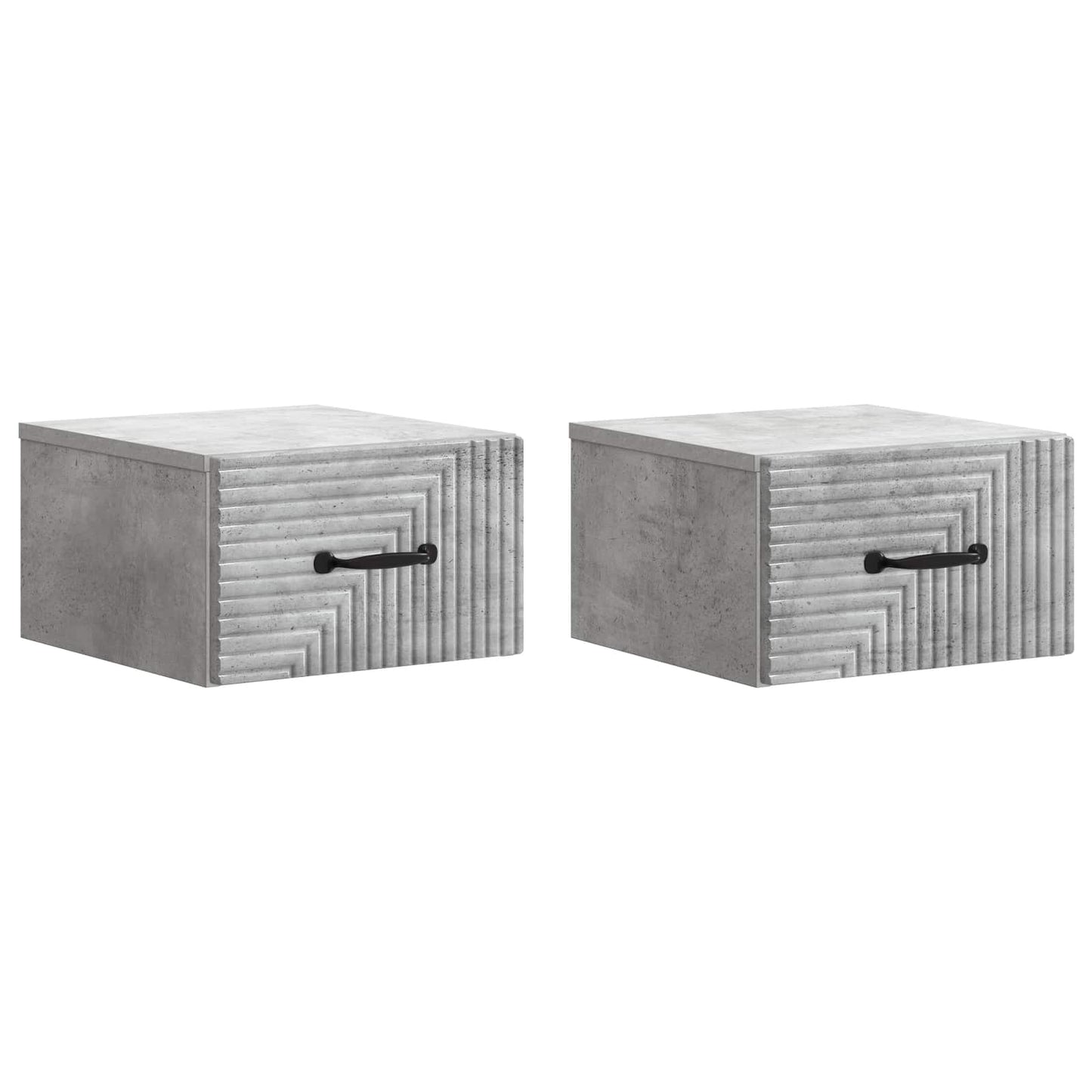 Wall-Mounted Bedside Cabinet with Drawer 2 pcs Concrete Grey
