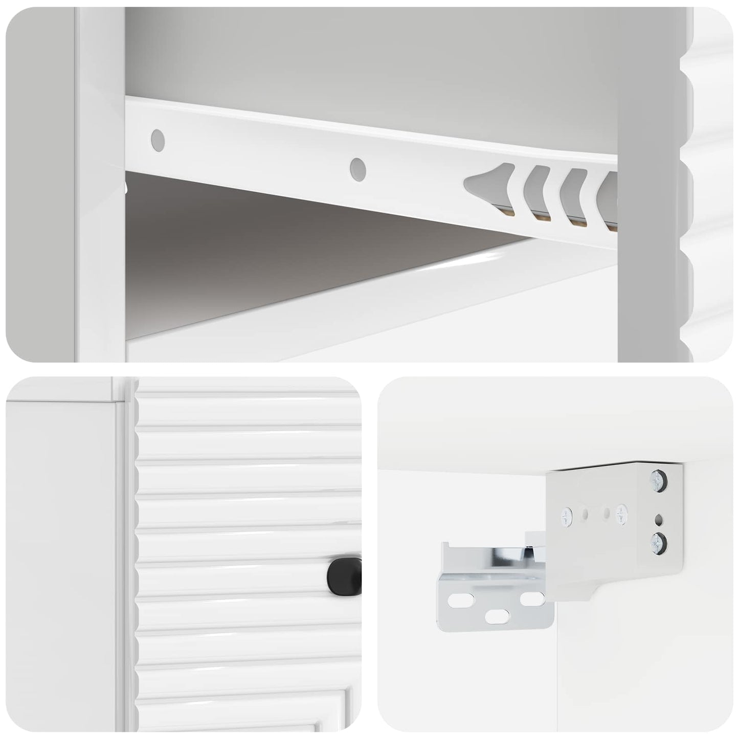 Wall-Mounted Bedside Cabinet with Drawer 2 pcs High Gloss White