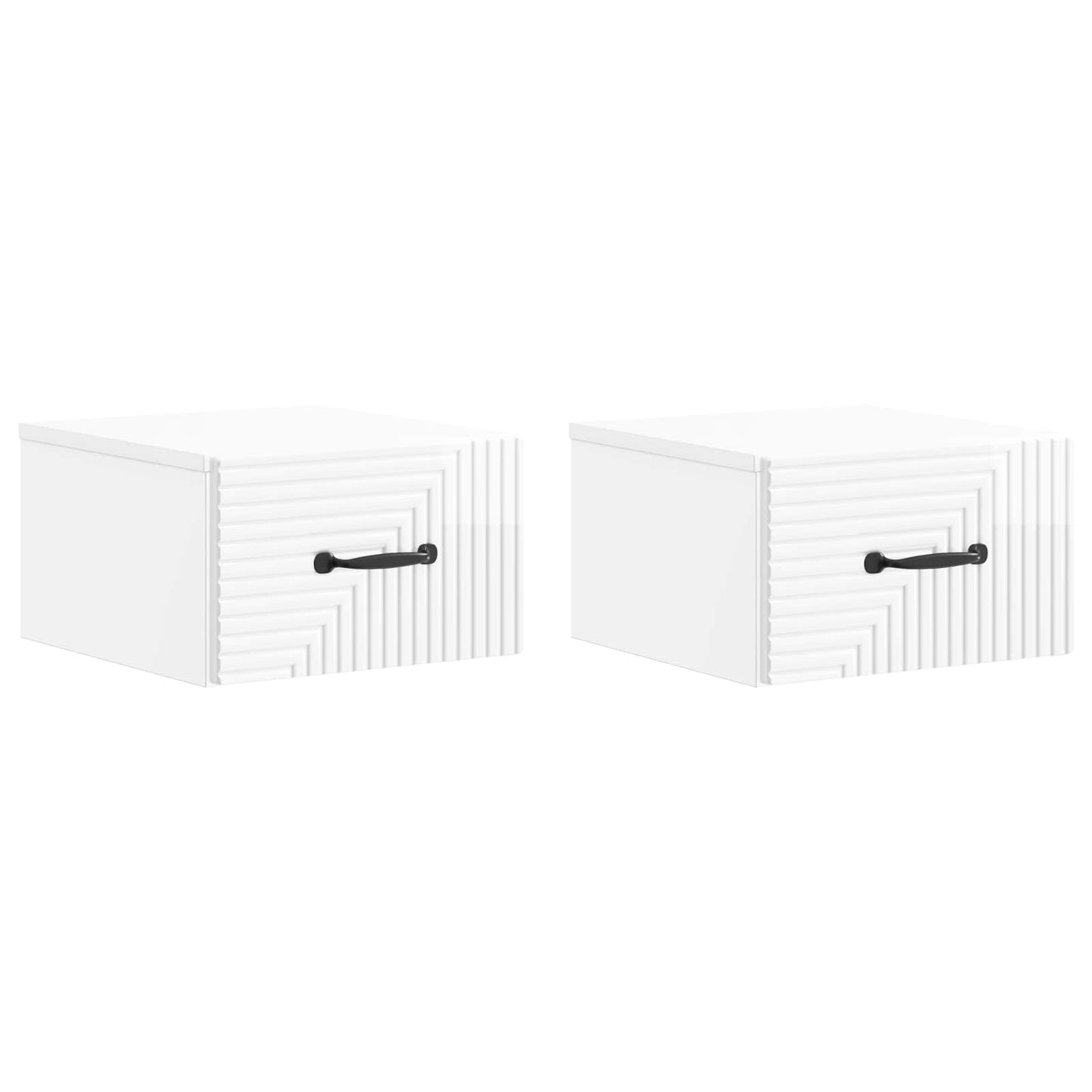 Wall-Mounted Bedside Cabinet with Drawer 2 pcs High Gloss White